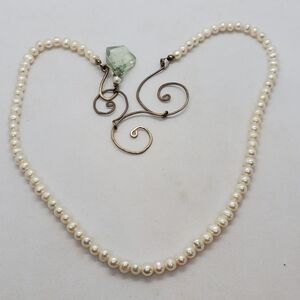 Pearl and Sterling Silver Necklace 18" Classic Modern